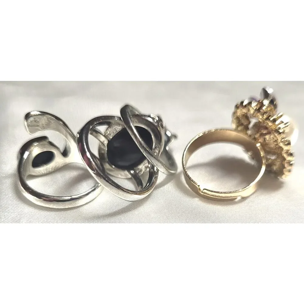 Womens Rings 4 Pc Lot Size 7.75 7 3/4 Mood Heart Abstract Rhinestones